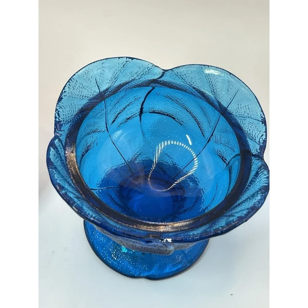 Vintage Viking Glass Blue Cabbage Leaf fairy lamp READ